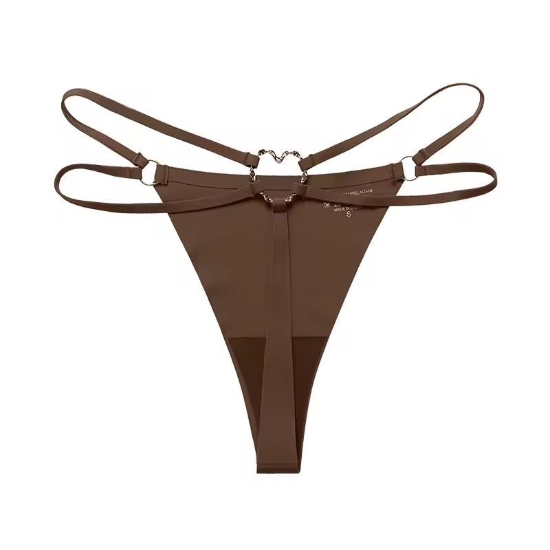 String Double Bande Anneau Cœur – Noir, Rouge, Beige & Marron