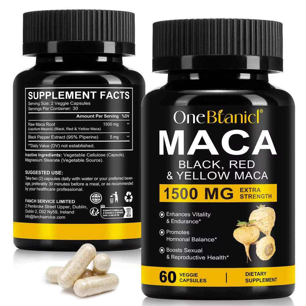 Maca Triple Force 1500mg – Noir, Rouge & Jaune