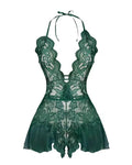 Body Dentelle Florale Halter – Vert Sapin & Lilas | XS à XXL