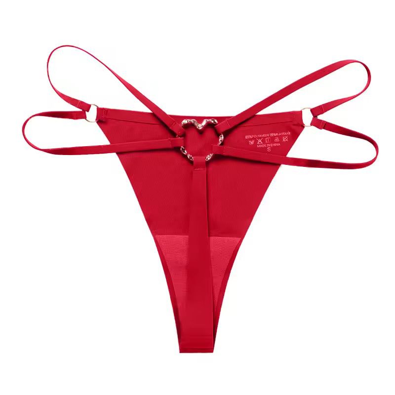 String Double Bande Anneau Cœur – Noir, Rouge, Beige & Marron